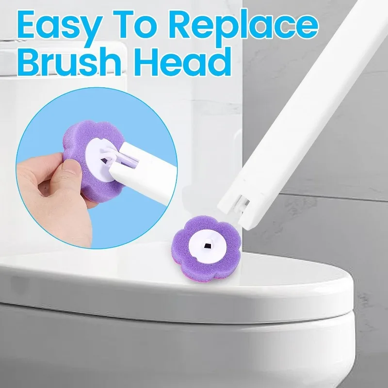6/30PCS Disposable Sponge Toilet Brush Bathroom Toilet Replacement Flower Shaped Dissolving Head Home Fresh Cleaning Supply