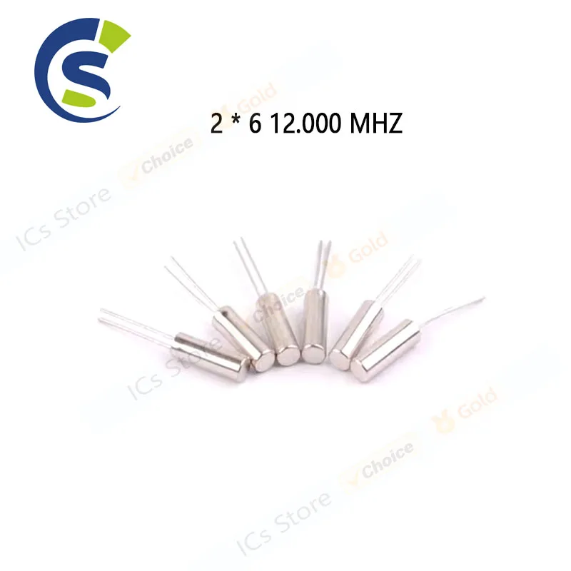50PCS/LOT semiconductor vibration of cylindrical crystal vibration 2X6 12.000 MHZ 12 MHZ 12m 12MHZ 12M 12.000MHZ 2X6