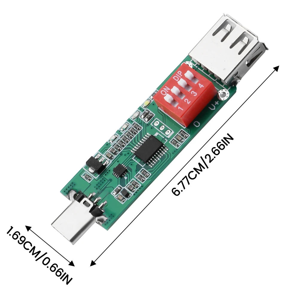 Placa de señuelo de disparo de carga rápida tipo C, tablero de prueba de envejecimiento, interruptor DIP, ajuste de voltaje, 5V, 9V, 12V, 15V, 20V, PD2.0/3,0 QC2.0/3,0/4,0