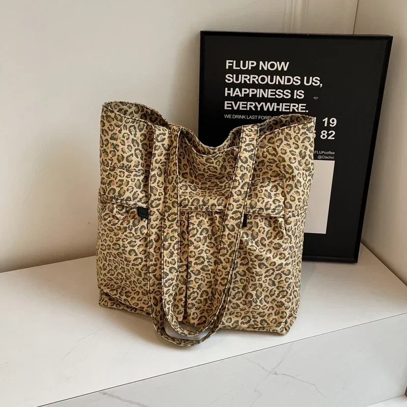 High Capacity Leopard Fashion Nylon Shoulder Bags Multiple Pockets Casual Tote 2024 Hot Sale Bags for Women Bolsas Femininas