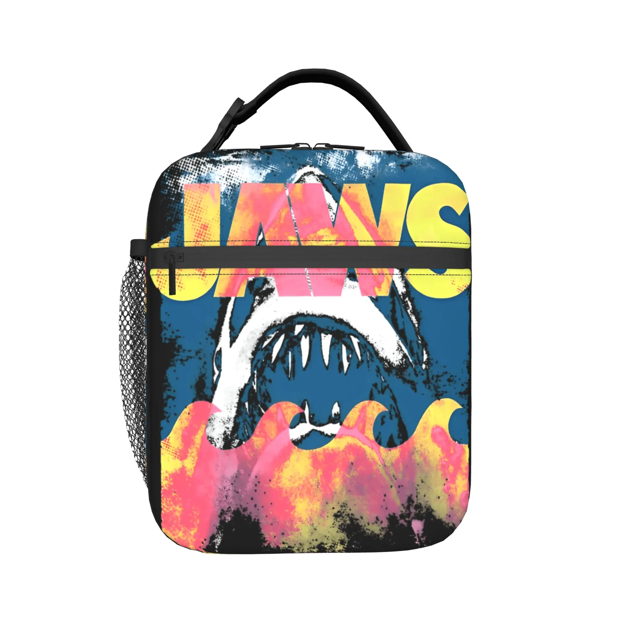Jaws Distressed Artsy Poster Lunch Bag For Child  Picnic Print Lunch Box Funny Waterproof Thermal Tote Handbags