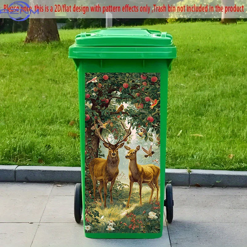Stylish Dustbin Decal, 2D Print Trash Can Decor Sticker