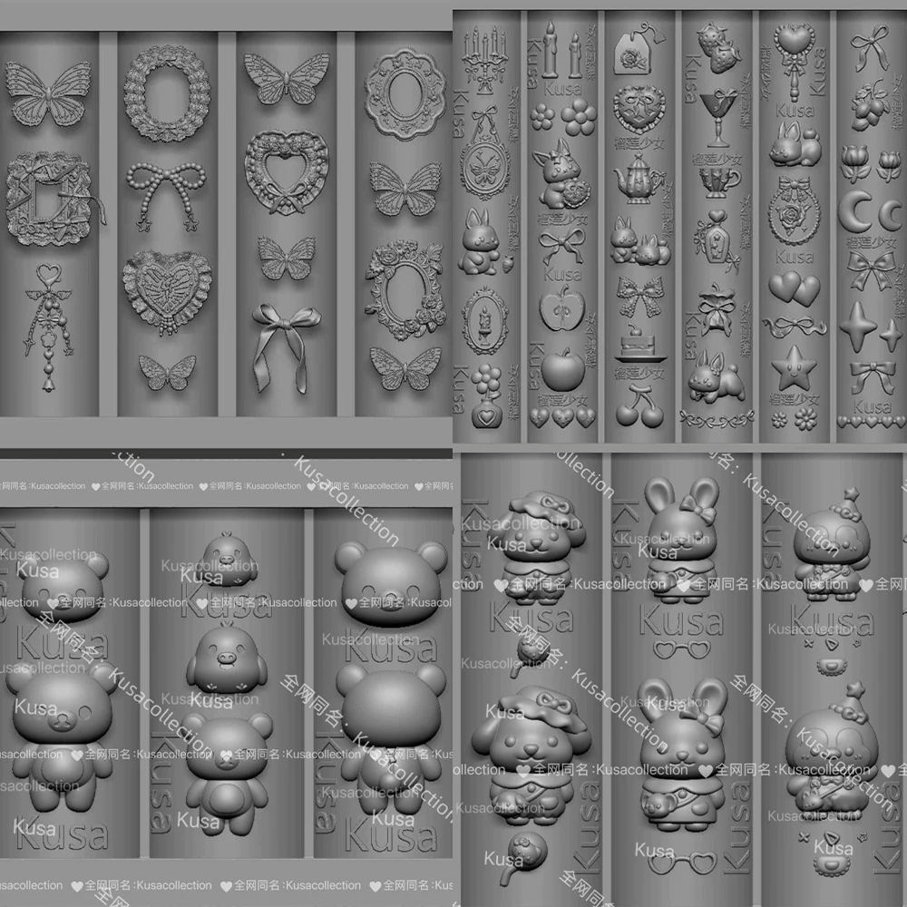 

1Pc Kawaii Cartoon Rilakkuma Bear Dog Nails Art Mold Flower Butterfly Bowknot Biscuit Necklace Chain Nail Art Carving Mold