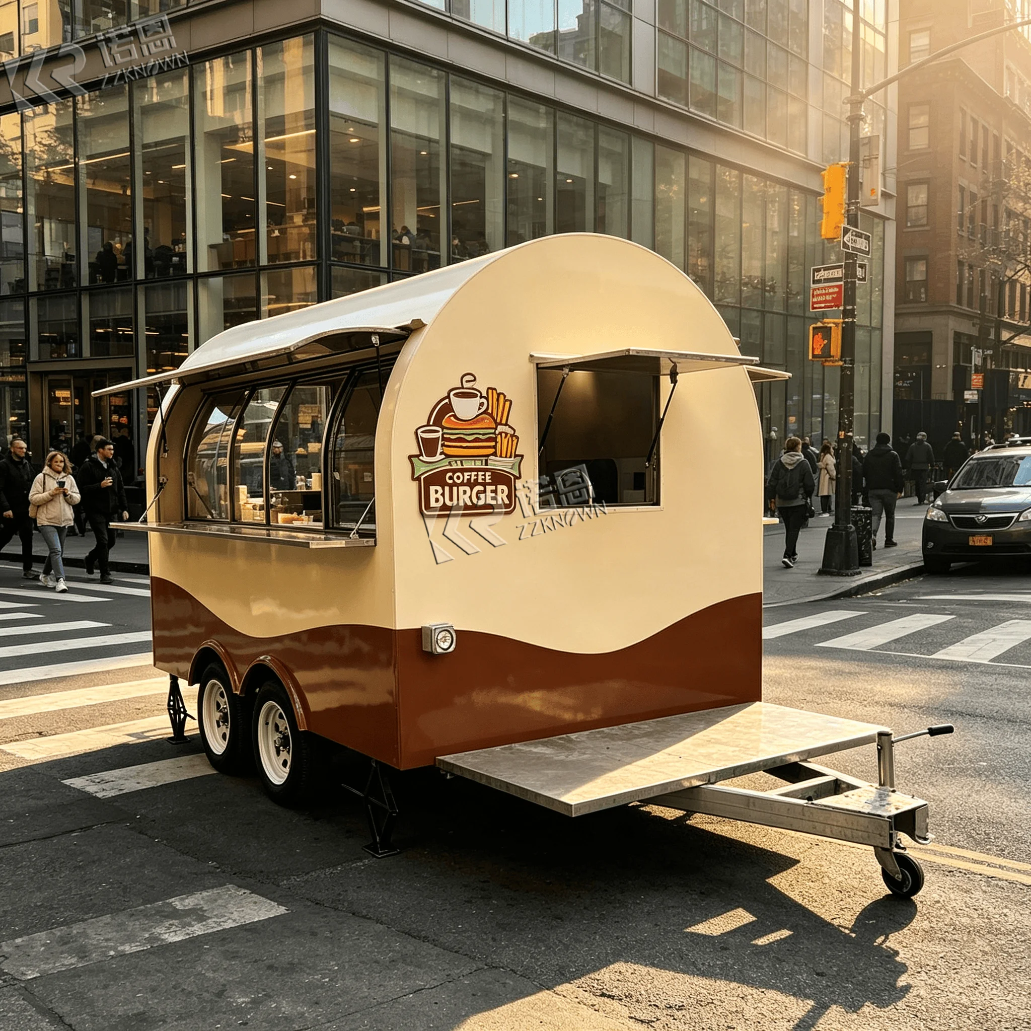 2.6m OEM Curved Mini Food Trailer With Fresh‑Water Tank for Outdoor Coffee Pop‑Up Stall Business