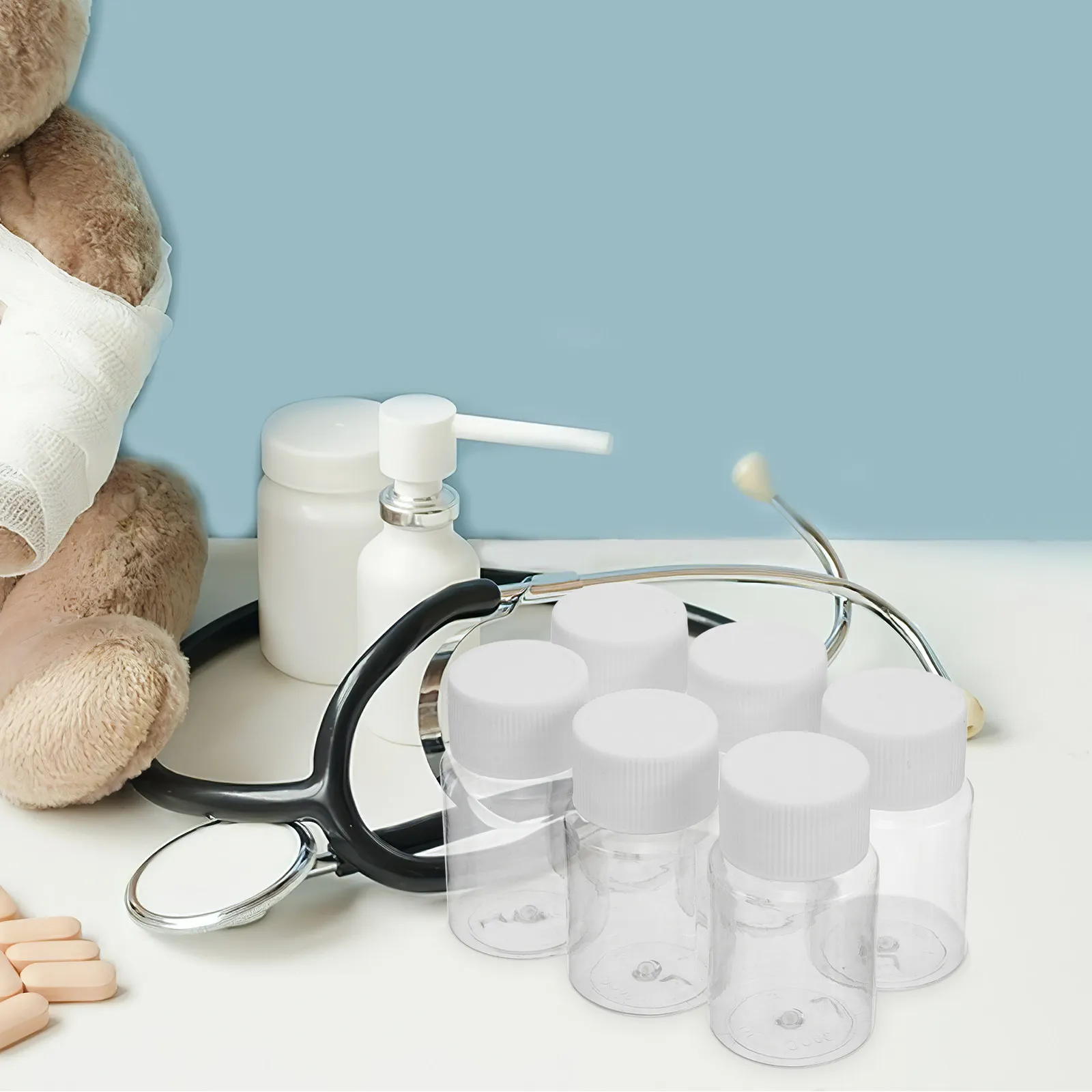 

6Pcs Portable Clear Plastic Vials Lids for Liquid Medicine Storage Travel Organizer Lab Sample Containers Empty