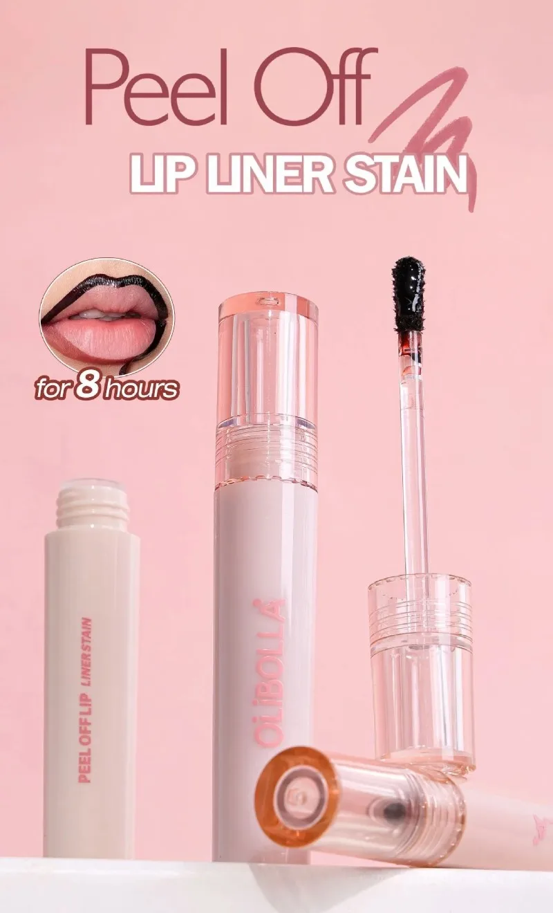 Abziehbarer Lippenstift: Langanhaltender, wasserfester, pink-roter Lippenkontur-Tint, transferfest, nicht abfärbend, für volle Lippen – Lipgloss-Make-up – Detail 1