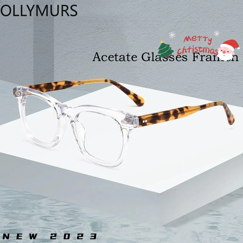 OLLYMURS, nueva moda, gafas de acetato de alta calidad para mujer, gafas graduadas ópticas cuadradas Retro de lujo, montura para hombres KBT98612