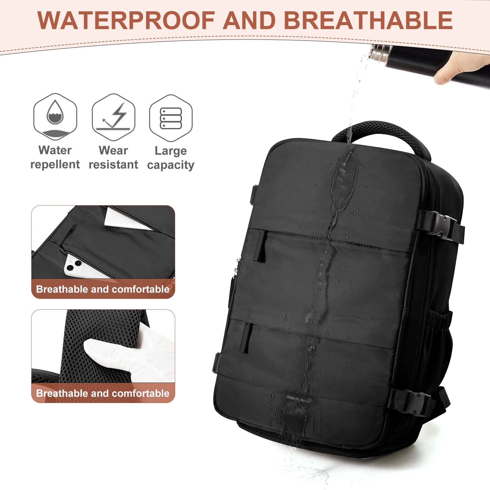 Easyjet 45x36x20 Cabina Waterproof Backpacks Carry-Ons Men Women Hand Luggage Weekender Laptop Backpack Big Bag Travel Backpacks