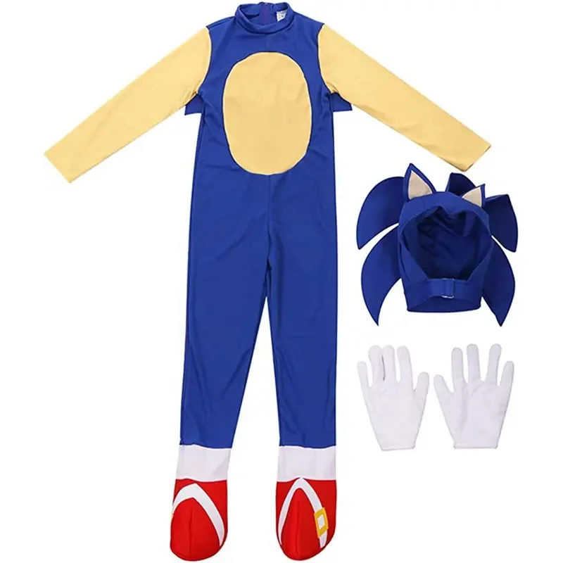 Sonic Costume Children's Cosplay Supersonic Mouse Costume Hedgehog Clothes White Gloves Gift Children Halloween Costumes