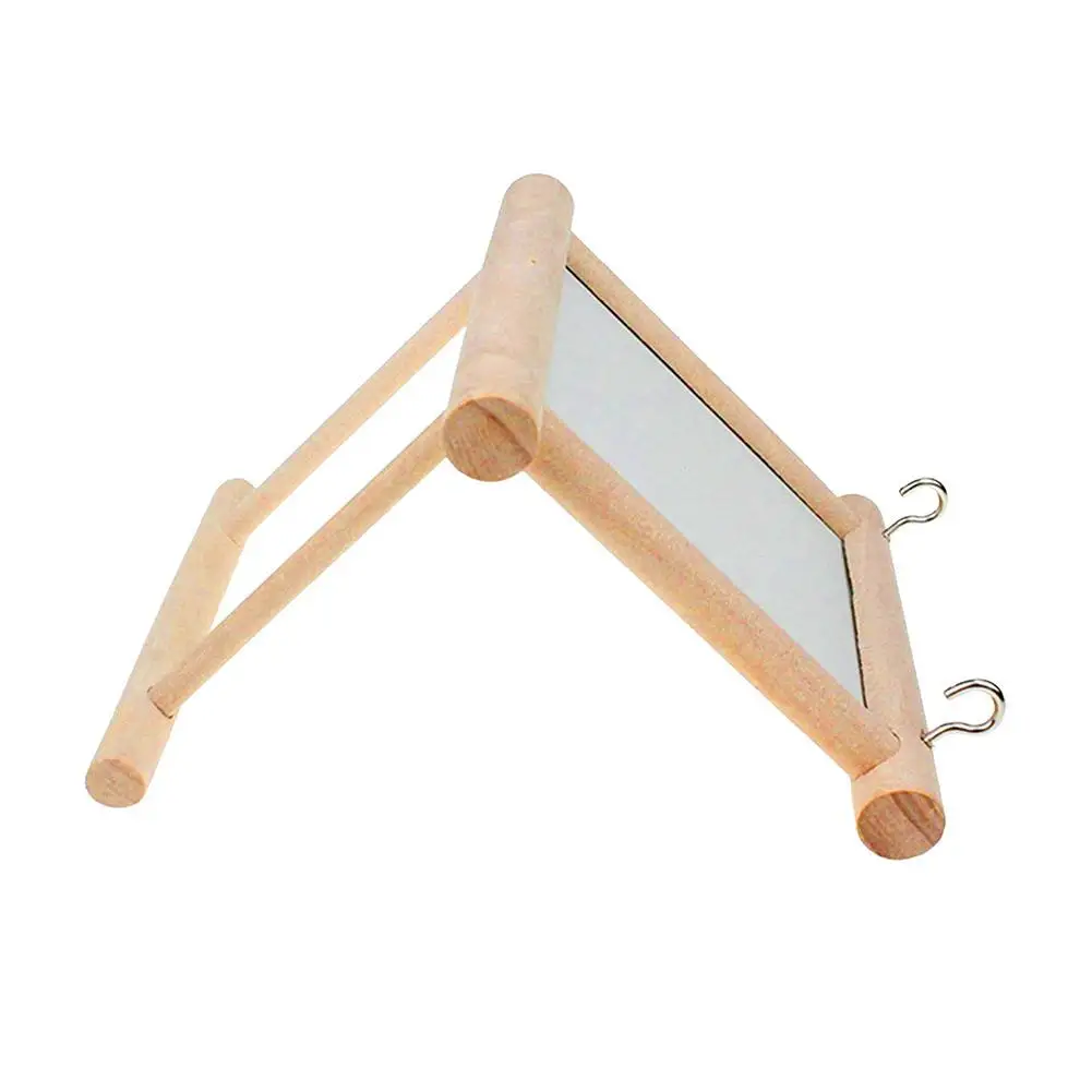 Wooden Interactive Play Toy Bird Parrot Toy Supplies Climb The Jump Ladder Stand With Mirror Lovebird Cage Accessories