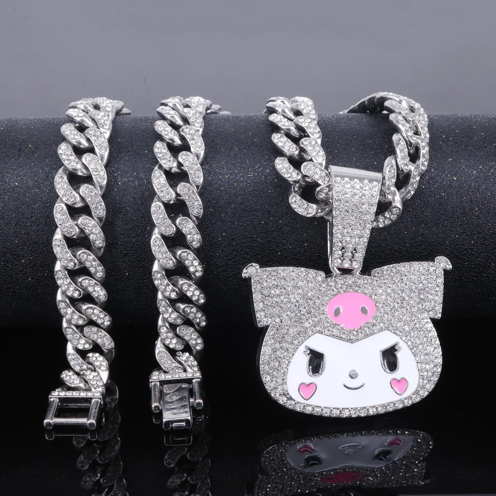 

New Kulomie Diamond Pendant Necklace, Couple Cute Wind Cartoon Creative Collarbone Chain, Cuban Chain, Sweater Chain, Girl Gift
