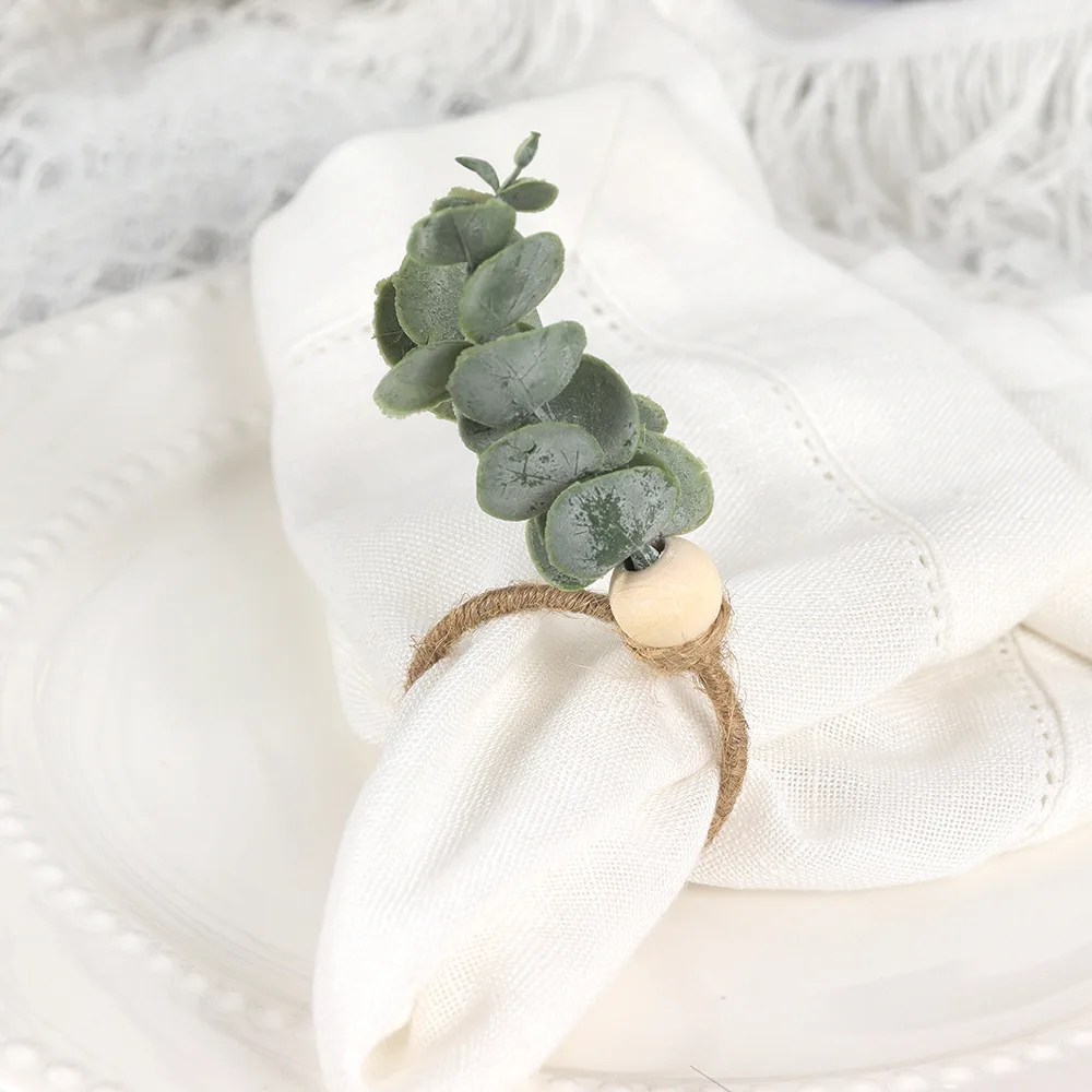 1-48PCS Napkin Ring Eucalyptus Leaves Napkin Ring Fruit Napkin Ring Restaurant Banquet Table Simulation Leaves Napkin Buckle
