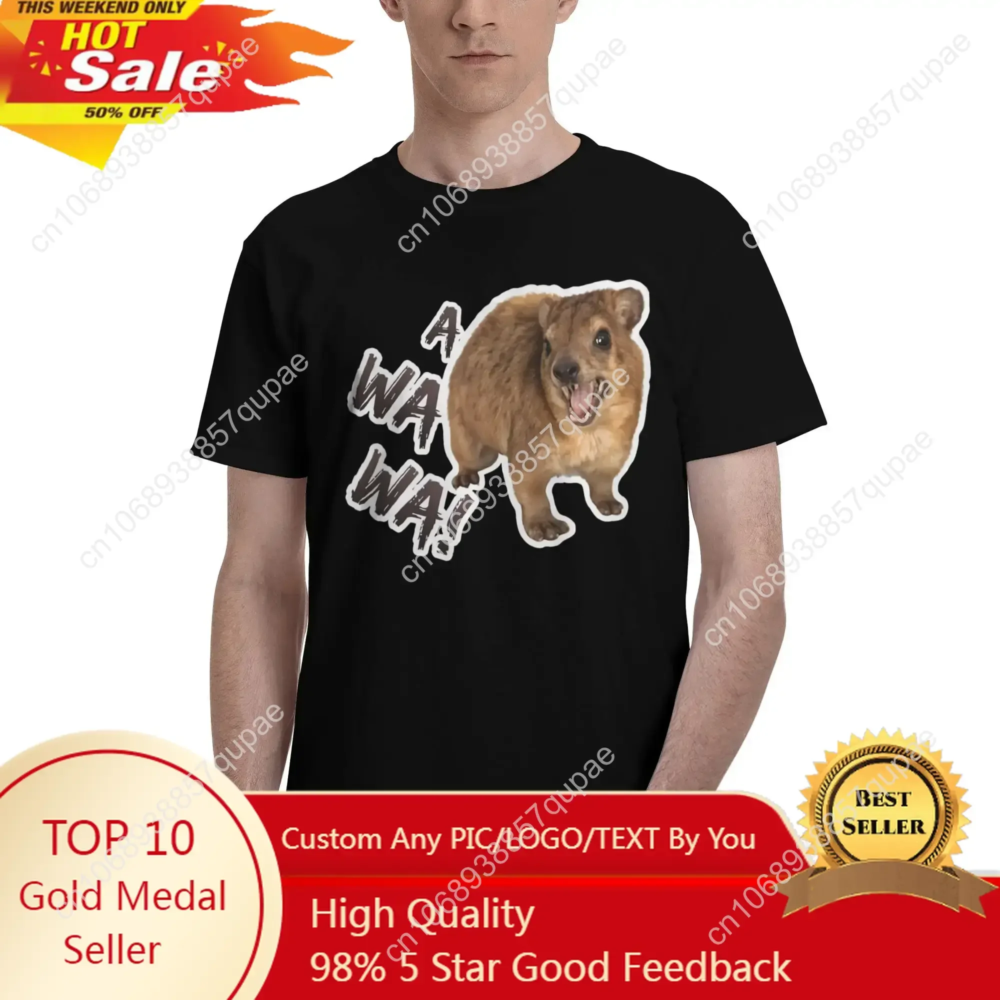 

Men Women Awawa Angry Screaming Hyrax Meme T Shirt Cotton Printed Tee Shirts Clothing Outfits
