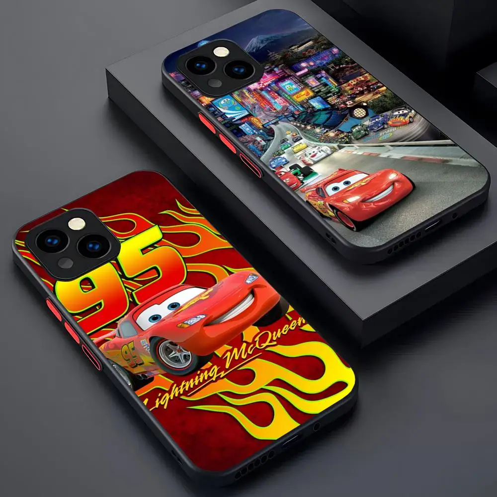 Cars 95 Lightning McQueen Phone Case Matte Transparent For 16 15 IPhone 12 11 13 Pro Max X XR XS 8 SE Mini Plus Back Cover
