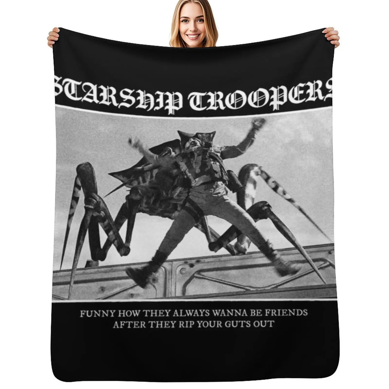 

Starship Troopers Always Be Friends Throw Blanket Durable Warm Blanket for Daily Home Use