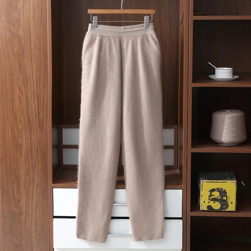 Fall/Winter New Pure Wool Wide-leg Pants Men's Loose Air Layer Thickened Mid-seam Leggings Business Leisure
