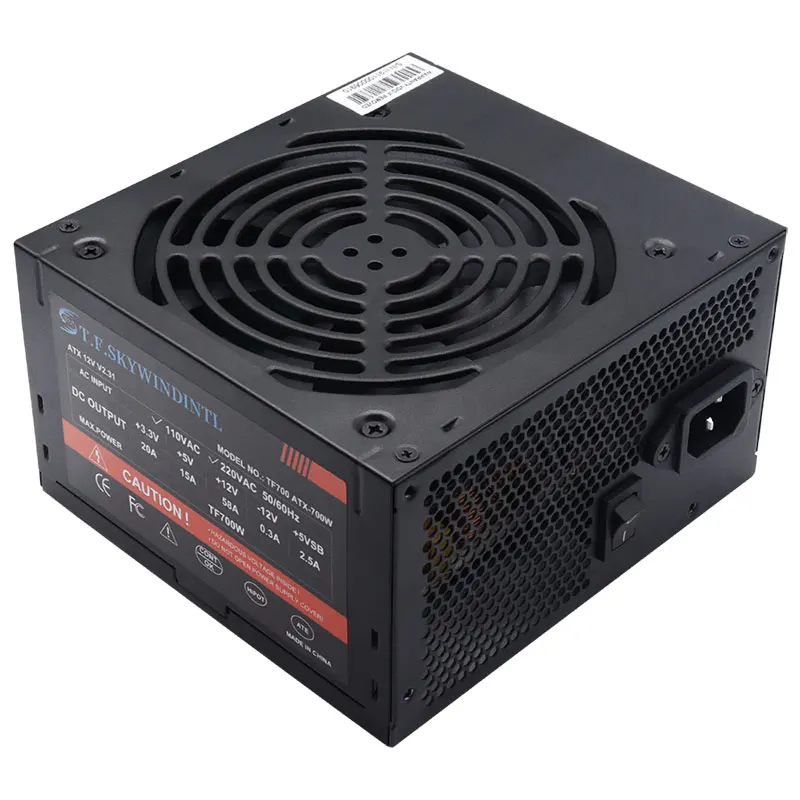 T.F.SKYWINDINTL 500W 600W 700W PC PSU Power Supply Unit Black Gaming Quiet 120mm Fan 110V 220V ATX Desktop Computer Power Supply