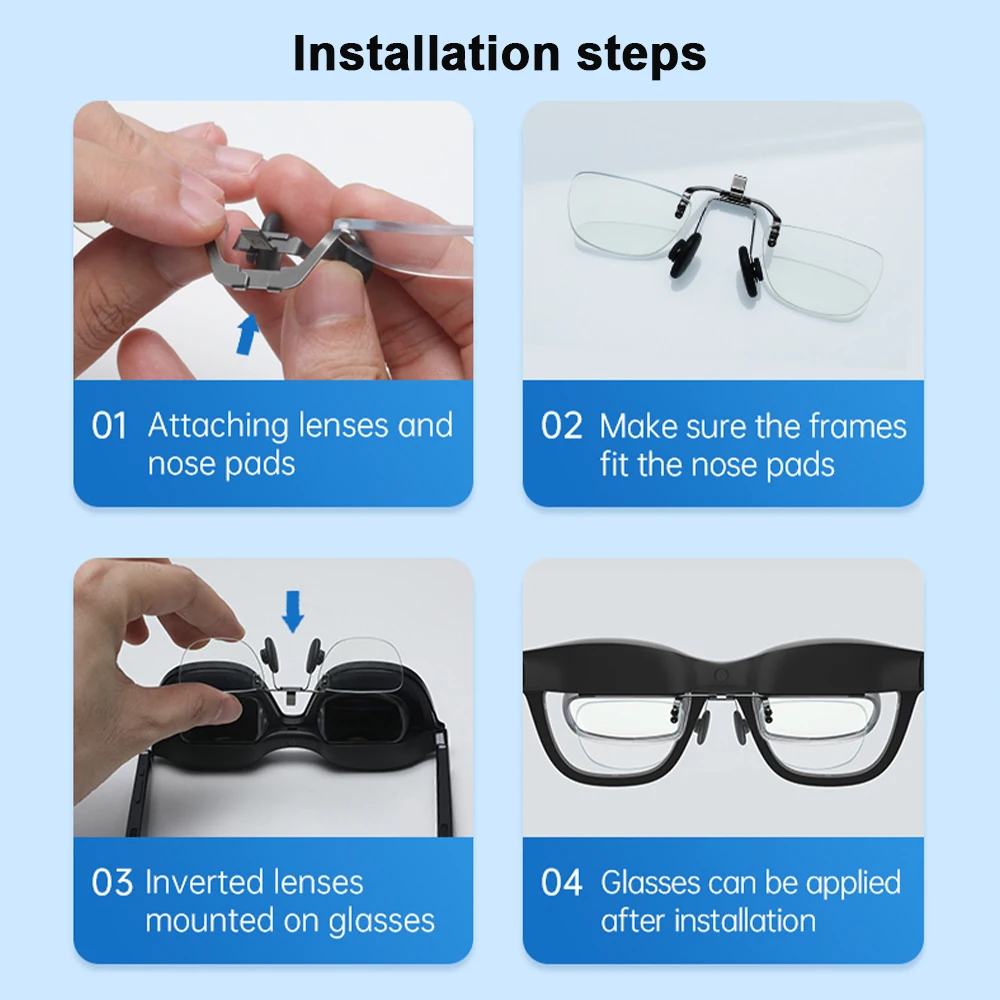 Für Nreal Air/Xreal Air 2/Air2 Pro/One/1S/One Pro Smart AR-Brillen: Maßgefertigte Linsen für Kurzsichtigkeit, Weitsichtigkeit, Astigmatismus und Blaulichtfilter – Detail 5