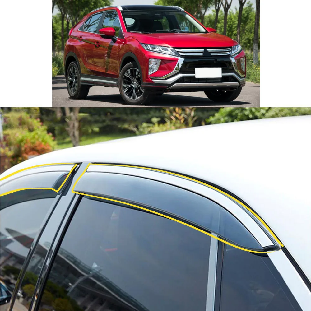 Car Sticker Plastic Window Glass Wind Visor Rain/Sun Guard Vent Parts For Mitsubishi Eclipse Cross 2017 2018 2019 2020 2021 2022