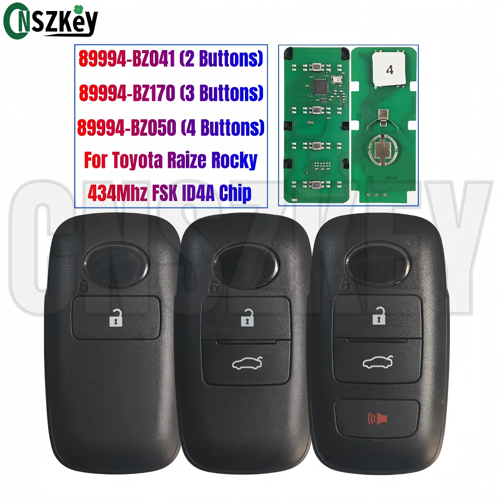 CNSZKEY 89994-BZ041 89994-BZ170 89994-BZ050 Smart Remote Key For Toyota Raize Rocky 434Mhz FSK 4A HITAG AES Chip Keyless Go