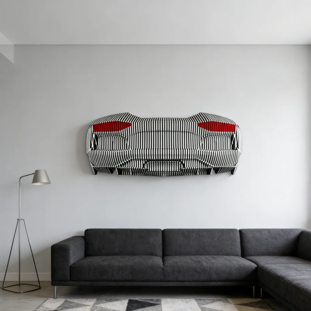 ！@Custom Car Design Decor Premium Wood Showroom Company Front Decor Installation Commercial Space Art