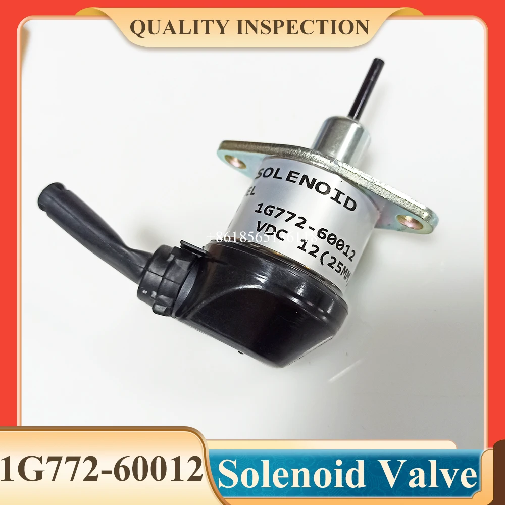 12V Fuel Shutdown Solenoid Valve 1G772-60014 1G772-60012 1G772-60010 for Engine V2607 V3300 V3600 KX057-4 M6040FC SVL75