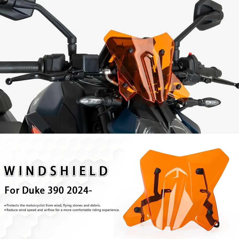 

For Duke 390 125 2024 2025 Windshield Windscreen Duke390 Duke125 Acrylic Front Wind Shield Screen Air Deflectors Motorcycle