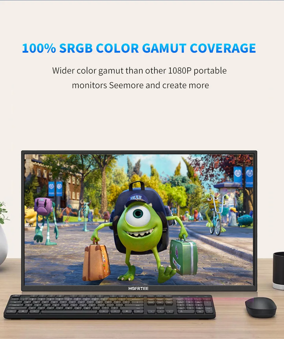 HGFRTEE 18,5 Zoll tragbarer Monitor, 100 Hz, FHD, IPS, PC-Gaming, erweitertes Display, Laptop, erweiterter Bildschirm für MAC, Laptop, PC, Xbox – Detail 3