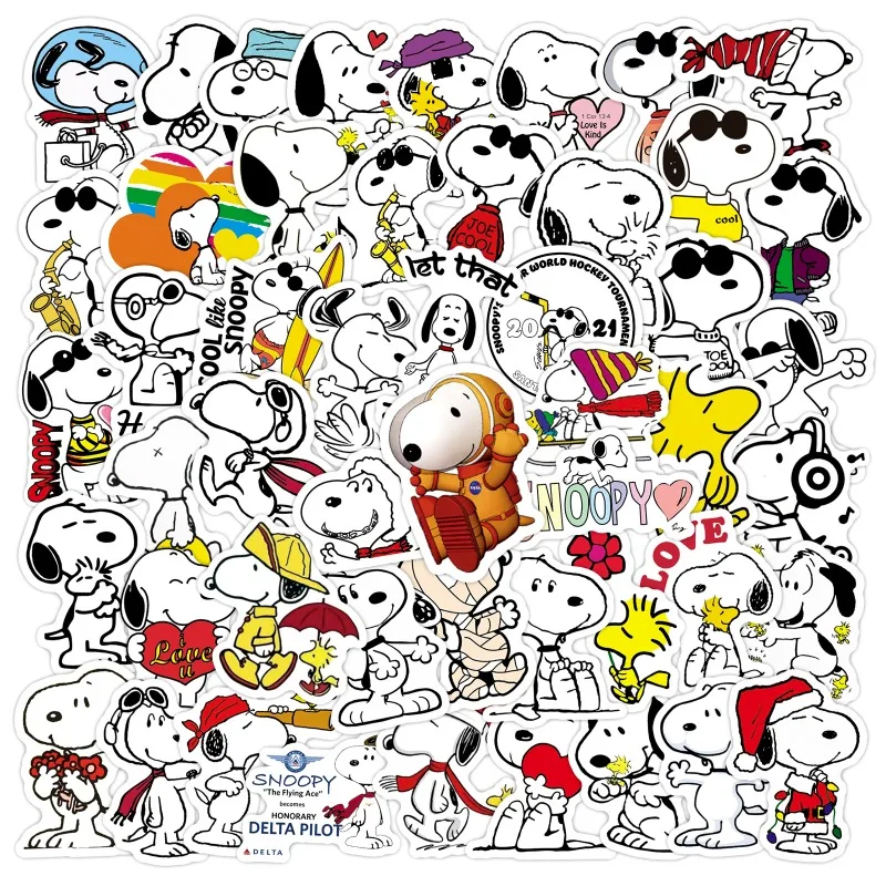 50pcs Snoopy Graffiti Sticker Water Cup Luggage Laptop Skateboard Stationery Refrigerator Waterproof Decorative Sticker