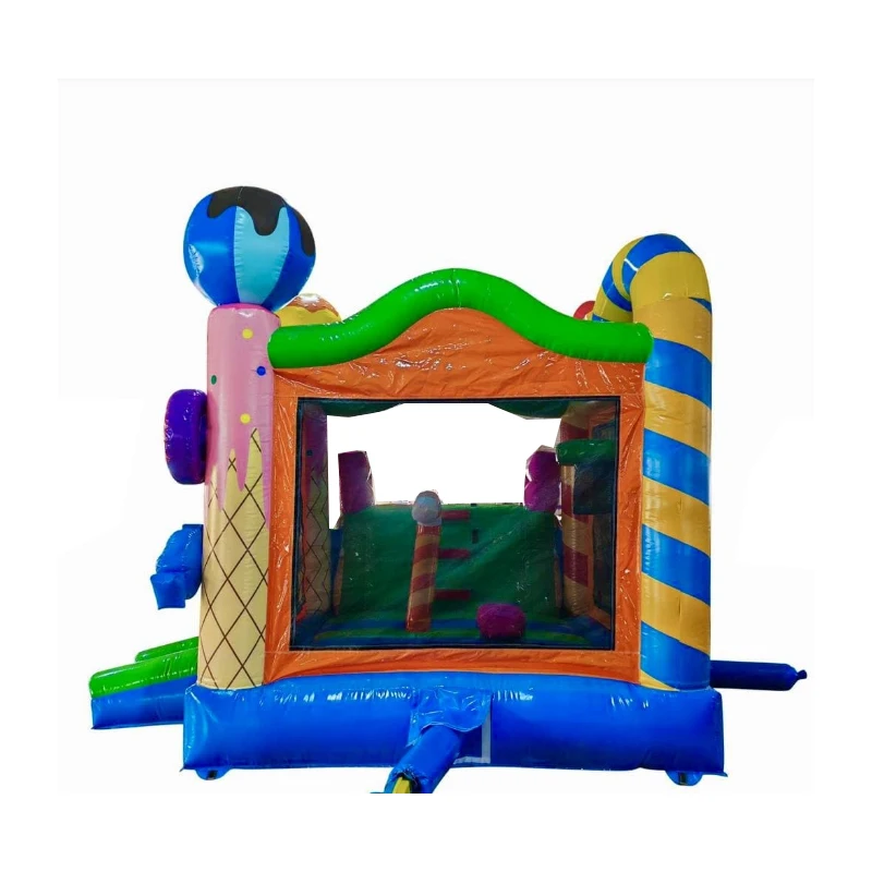 Multicolor Candy Trampoline Combination Children's Inflatable Trampoline With Slide Small PVC Outdoor Entertainment Facilities