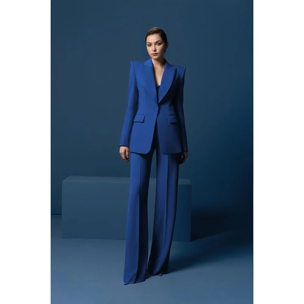 أطقم بدلات نسائية أنيقة بزر واحد سترة ضيقة بنطلون قطعتين طقم نسائي ذكي رسمي مكتب مأدبة ملابس نسائية #4