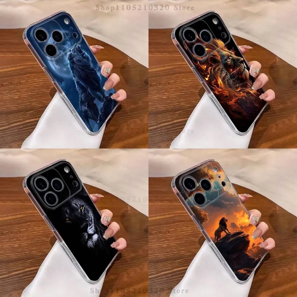 

Animal domineering lion Phone Case iPhone17 16 15 14 13 12 11 Pro Max Plus Mini Clear Full Back Cover Silicone Soft Shell