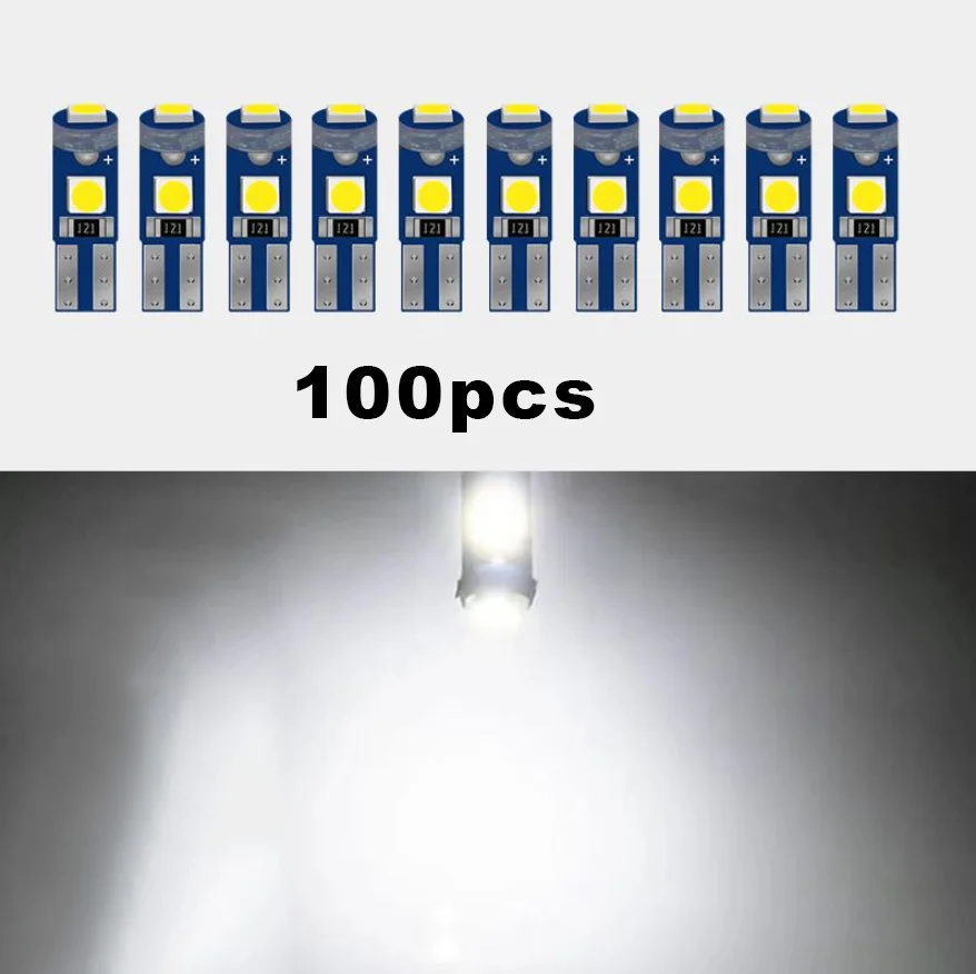 

100 шт. T5 светодиодный W3W 3SMD 3030 приборная панель предупреждающий индикатор клиновой светильник инструментальные лампы CANbus освещение салона автомобиля