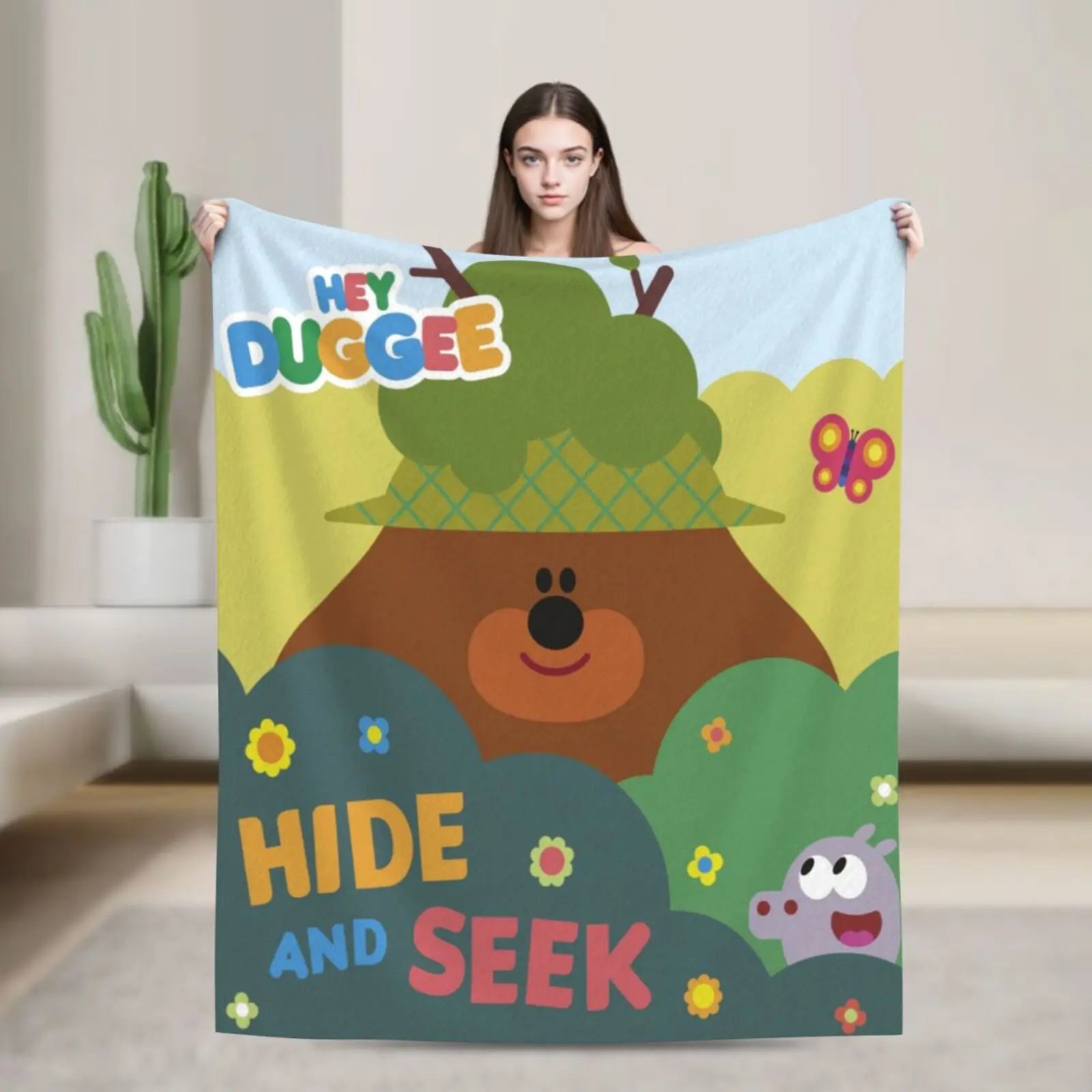 

Теплое фланелевое одеяло с мультяшной тематикой, милое уютное одеяло Hey Duggee для гостиной, общежития, сна, офиса, домашнего декора
