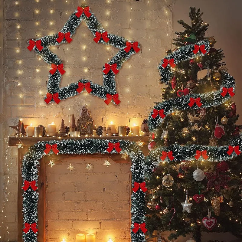 2M クリスマスリボンガーランド DIY 人工クリスマスティ - Tinsel Garland Decoration のレビューと価格