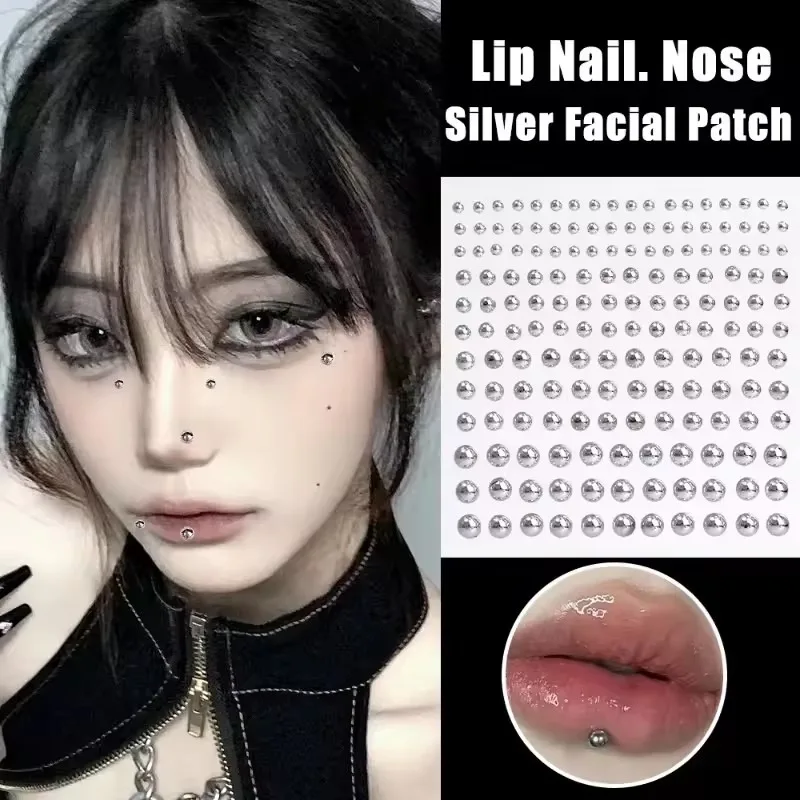180pcs 가짜 립 네일 눈썹 코 반지 피어싱 없음 립 네일 스티커 Selfadhesive 방수 재사용 가능한 바디 배꼽 쥬얼리