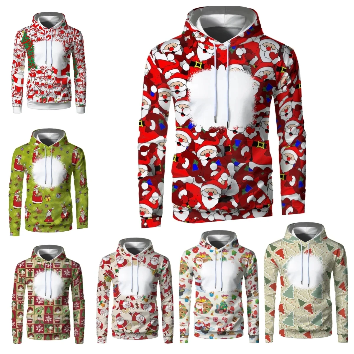 Christmas Spring And Autumn New Thermal Sublimation For Custom Printed Blank Round Neck Tie-dye Hoodie