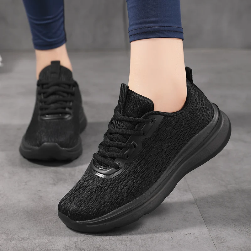 Unisex Flying Weaving Breathable Running Shoes Women Lightweight Flat Mesh Casual Sneakers Men Non-Slip Comfortable Jogging Shoe