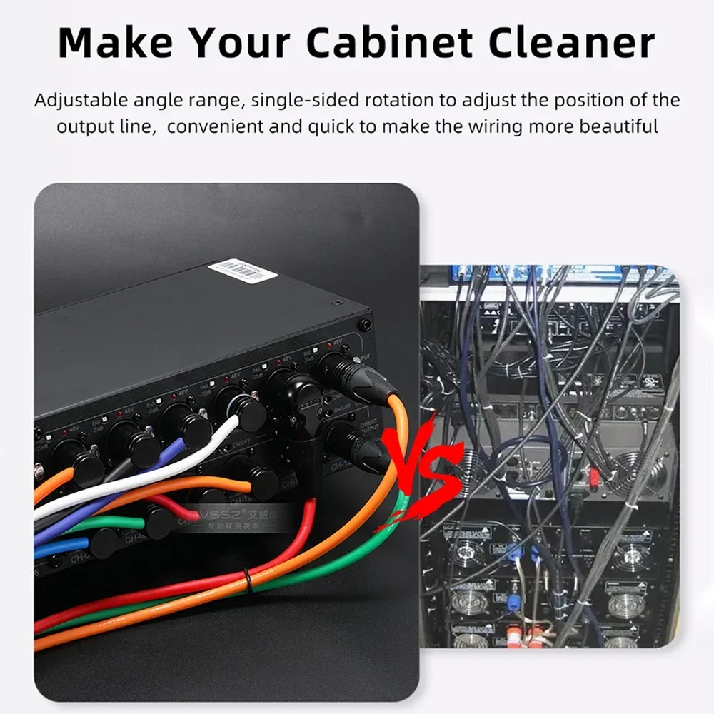 AVSSZ موصل كابل XLR 3 Pin منخفض المستوى 90 °   قابس XLR قابل للدوران 360 درجة مع مفتاح ربط، لمضخم صوت الميكروفون