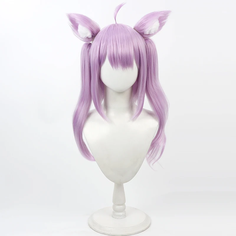 Virtual YouTube Vtuber Nekomata Okayu Cosplay Wig Halloween Carnival Party Props Synthetic Hair Heat Resistant Fiber + Wig Cap