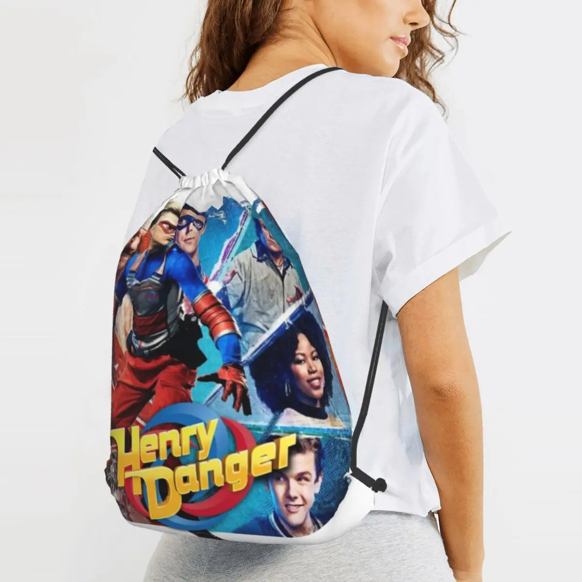 Henry Danger Good Vs. Evil Backpacks Portable Drawstring Bags Shoes Bag Book Bags for Man Woman Students