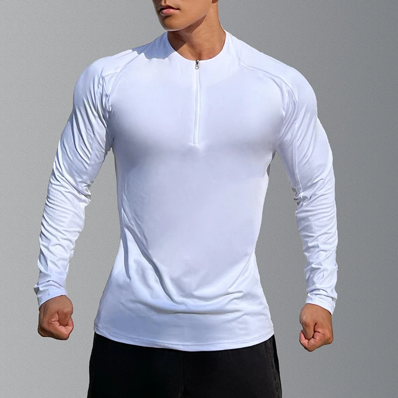 Men's Long Sleeved T-Shirt Spring Autumn New Sports Fitness Track And Field Wear Cycling Quick Dry Breathable Round Neck Tight