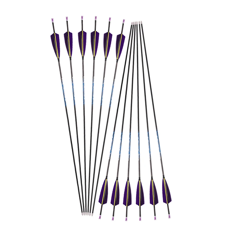 6/12pcs ID 4.2mm Natural Feather Carbon Arrow 32in Spine 300 350 400 500 600 700 800 900 1000 Shaft 4