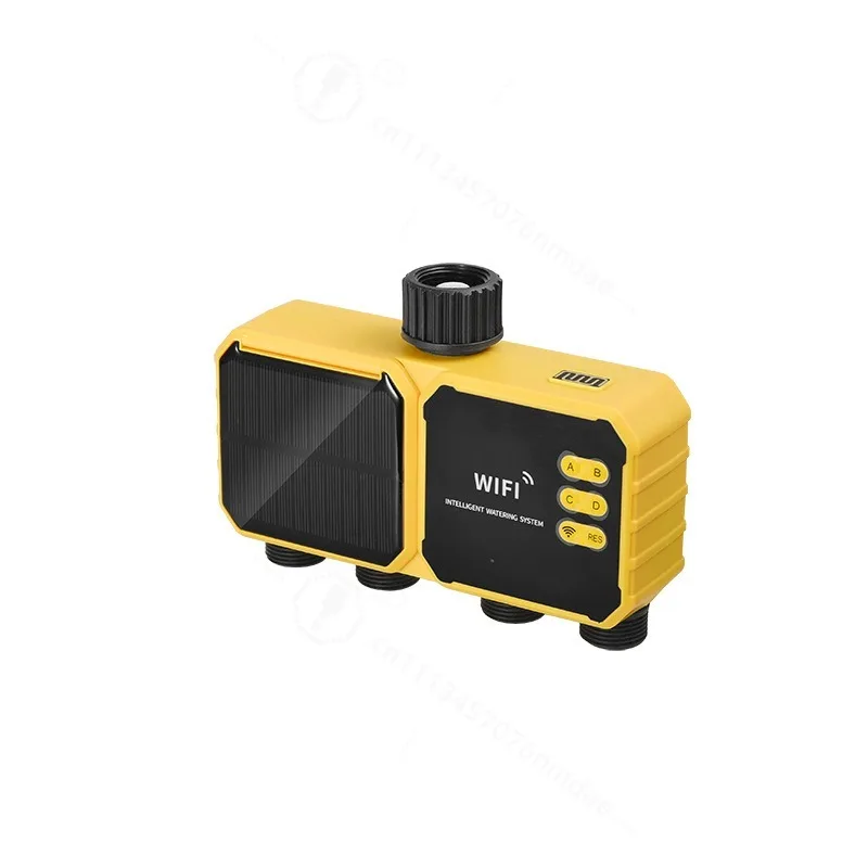 WiFi Solar Smart Automatic Irrigation Device, 4 Channel Timed Drip & Micro Spray Watering System for Home Garden Plant