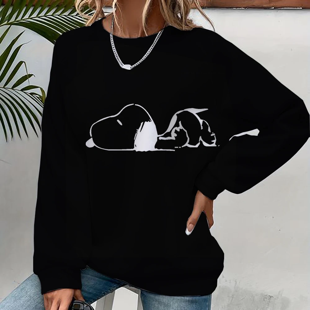 Sudadera con capucha para mujer nueva moda Otoño/Invierno Y2K Snoopy sudaderas con estampado de dibujos animados abrigo de cuello redondo sudadera