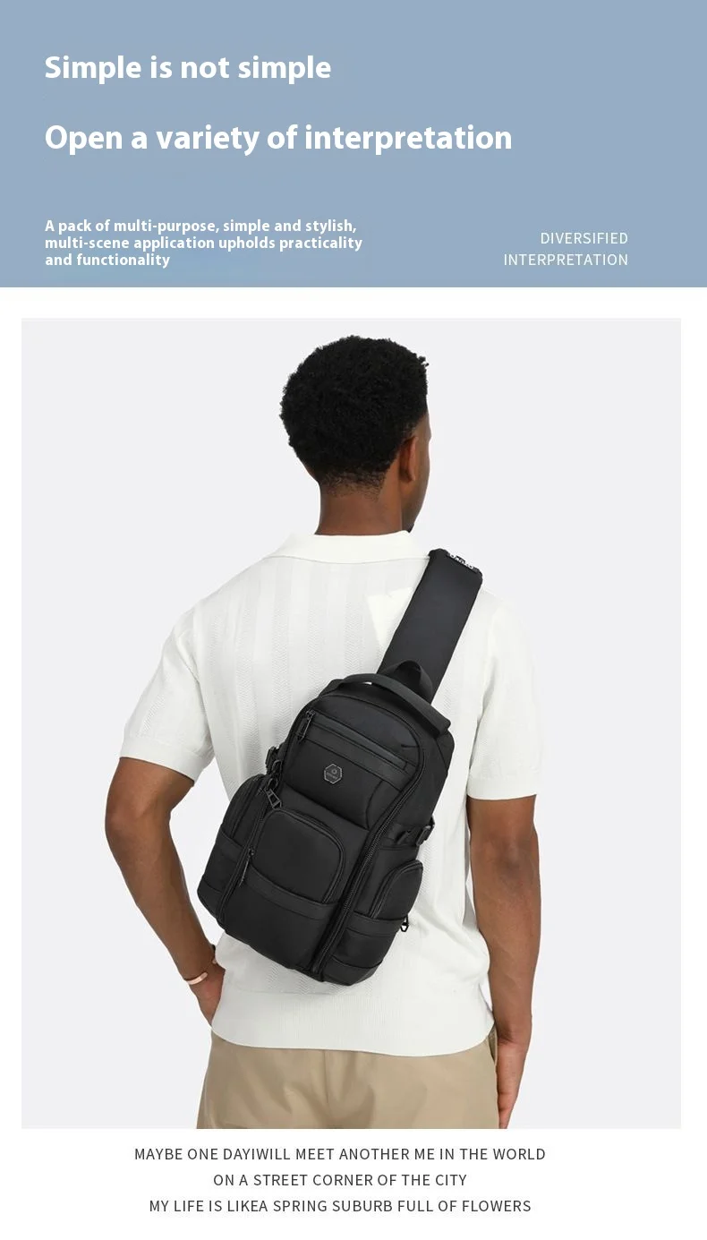 OZUKO Crossbody Bag Large Capacity Shoulder Bags for Male Waterproof Chest Bag Tactical Sling Messenger Bags Men Outdoor Sports