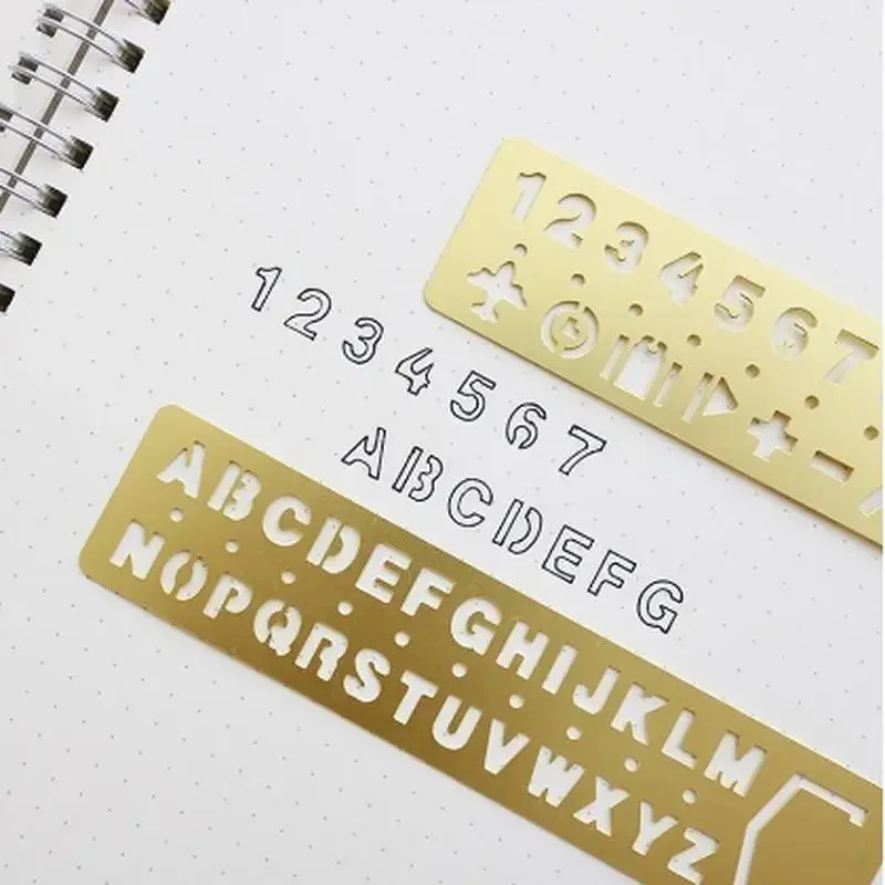 Numbers Multifunctional Hollow Ruler Drawing Graffiti Template Brass Promotional Gift Stationery