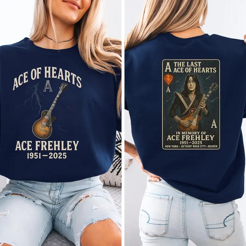 

RIP Ace Frehley 2025 Shirt Spaceman Rock and Roll Legend Tribute kiss band Music Fans Vintage Style Unisex T-Shirt Rest In Power