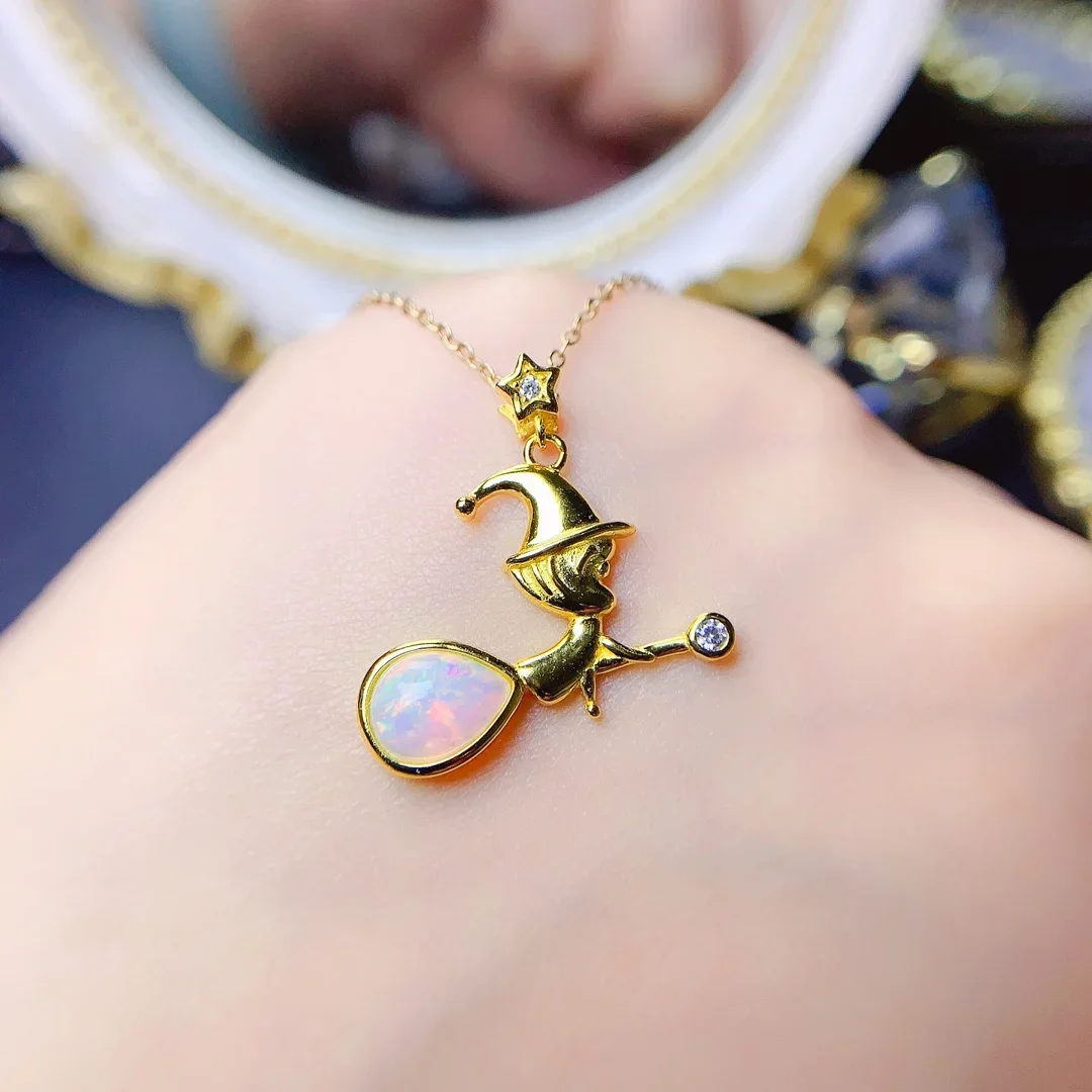 

925 Sterling Silver Natural Opal Women's Pendant Fire Color Super Good Free Shipping Jewelry Certified Jewelry Gem Boutique