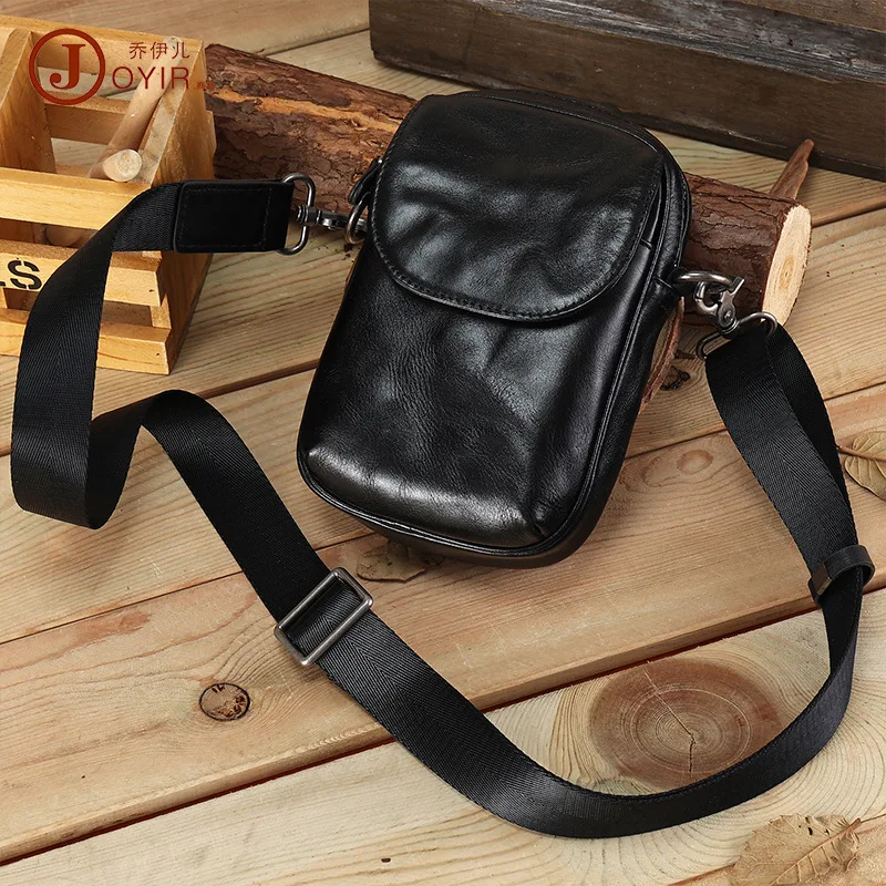 Multifunctional Mobile Phone Bag New Men's Bag Crossbody Bag Men's Bag Skeleton-Skin Belt Waist Bag Leather Pocket Wholesale